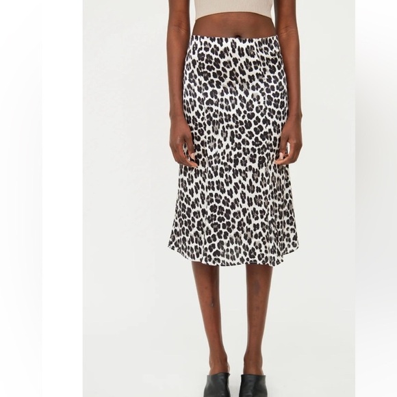 Caroline Constas Silk Blend Animal Print Midi Skirt With Side Slits Small EUC! - Picture 1 of 13